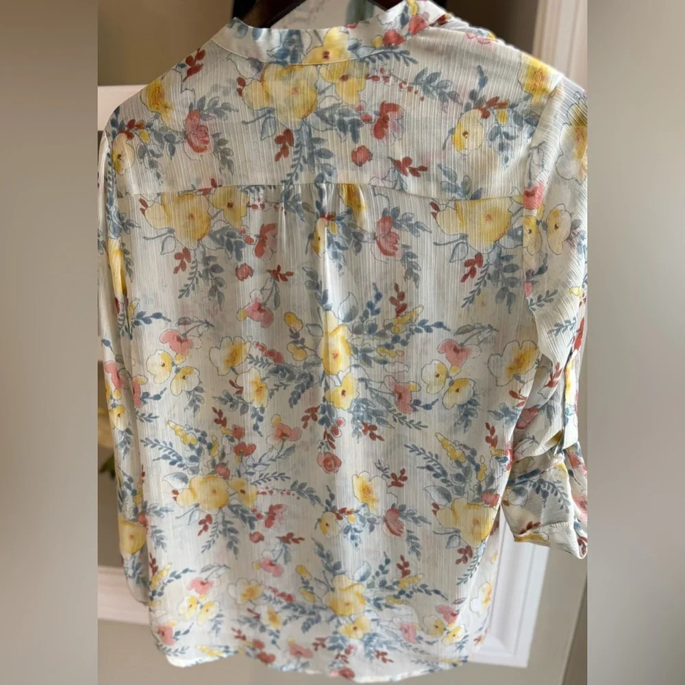 Kut from the Kloth Jasmine sheer floral blouse Sz S - Picture 7 of 12